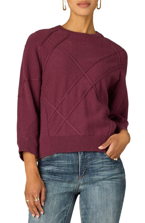 Three Quarter Dolman Sleeve Crewneck Sweater