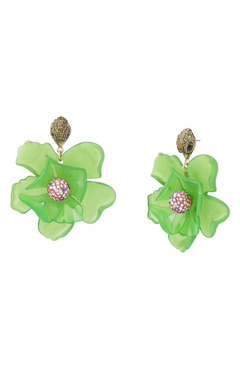 Eagle Resin Flower Statement Drop Earrings