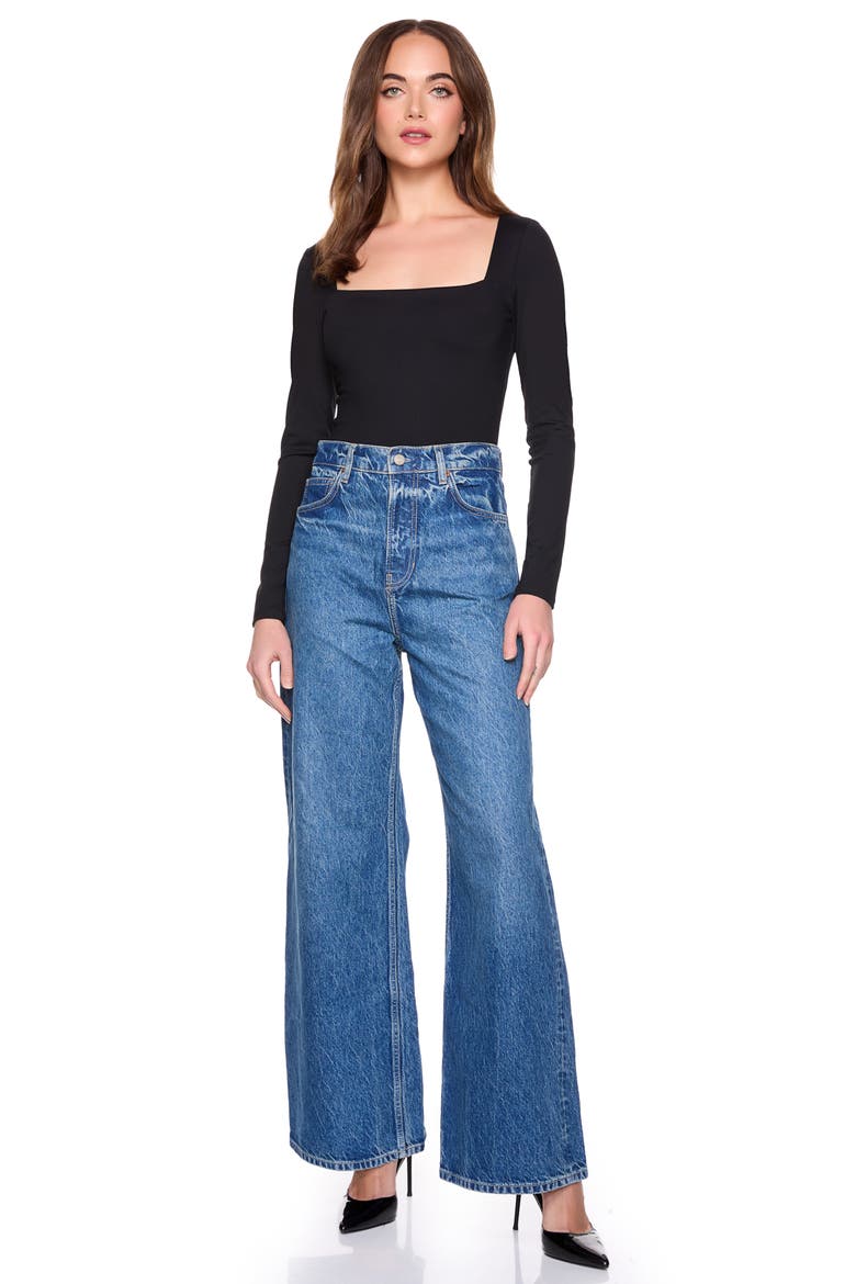 Square Neck Top, Alternate, color, BLACK