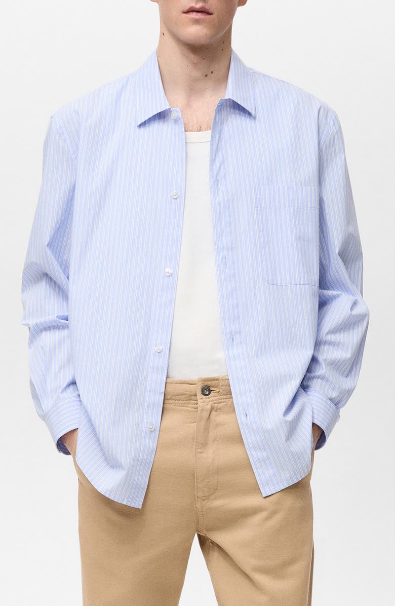 MANGO Regular Fit Stripe Button-Up Shirt, Main, color, 