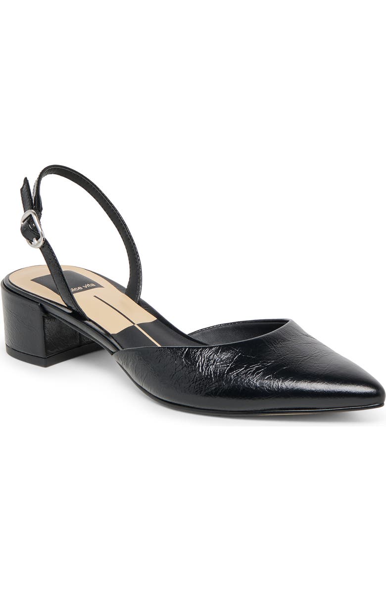 Dolce Vita Carel Pointed Toe Slingback Pump, Main, color, Midnight Crinkle Pat