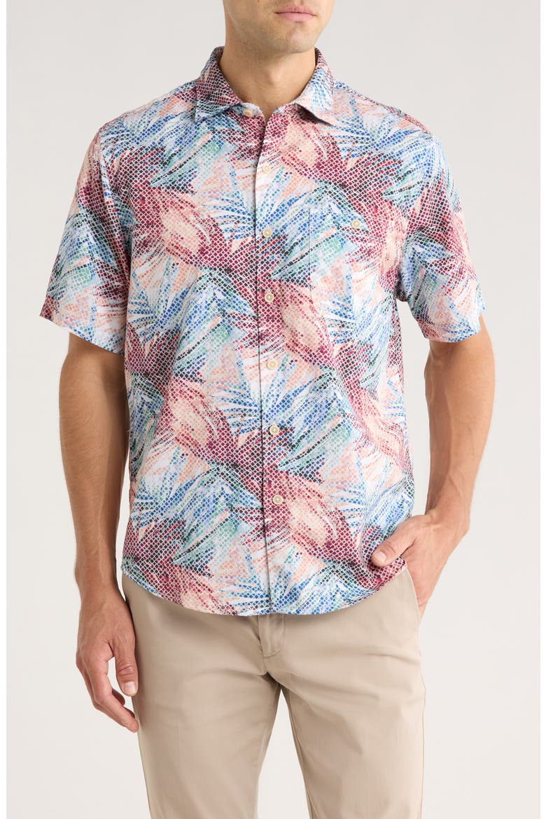 Tortola Cartago Palms Button-Up Shirt, Main, color, SANTA ANA