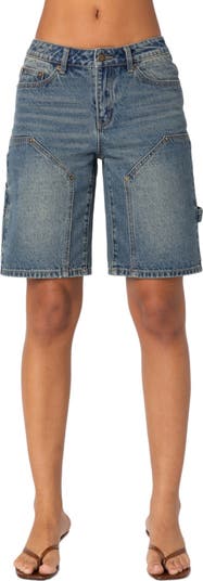 【oan】Roa Carpenter Bermuda Denim EDIKTED Low Rise Denim Carpenter Bermuda Shorts | Nordstrom
