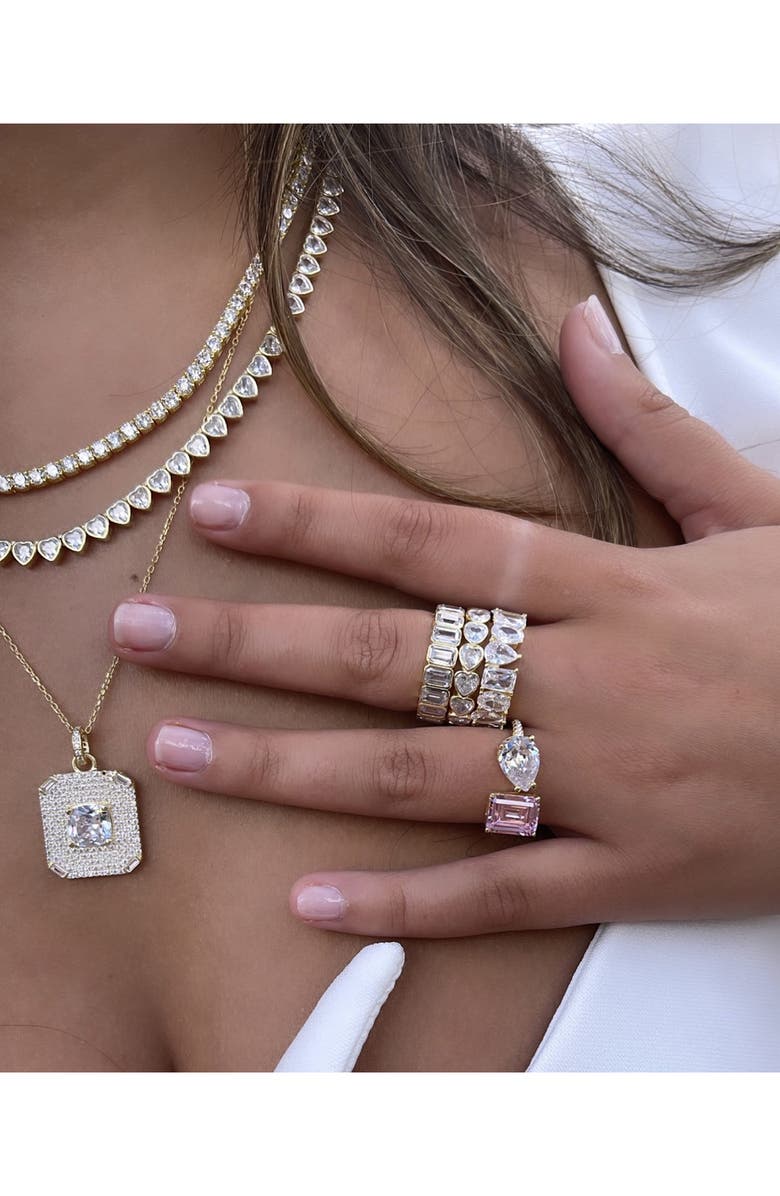 SHYMI Cubic Zirconia Cocktail Ring, Alternate, color, Gold/ Pink