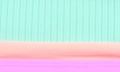 Beach Lingo Kids' Rays Rib Colorblock Bikini In Aqua