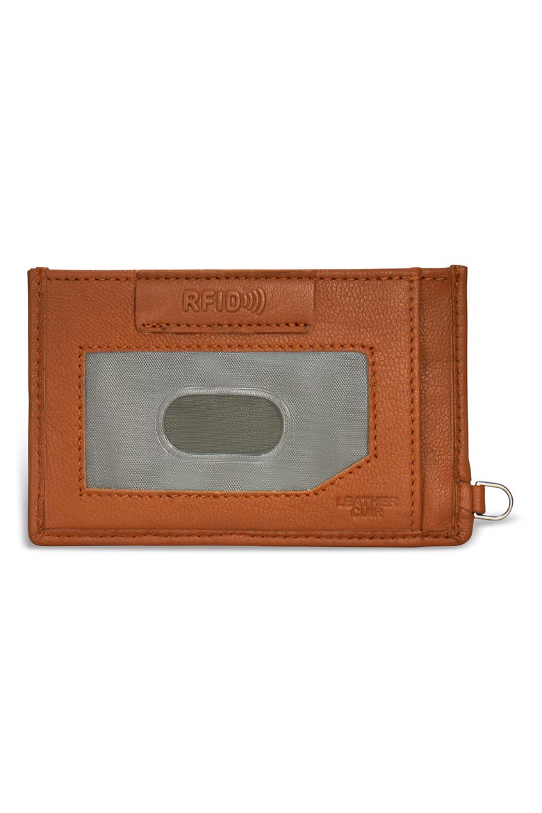 Denim Slim Card Holder, Alternate, color, TAN/ BLUE