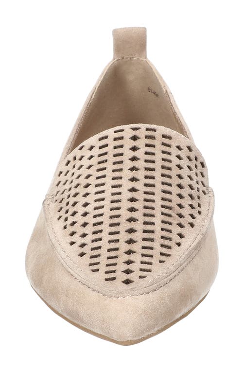 Bella Vita Alessi Perforated Pointed Toe Flat In Almond Suede