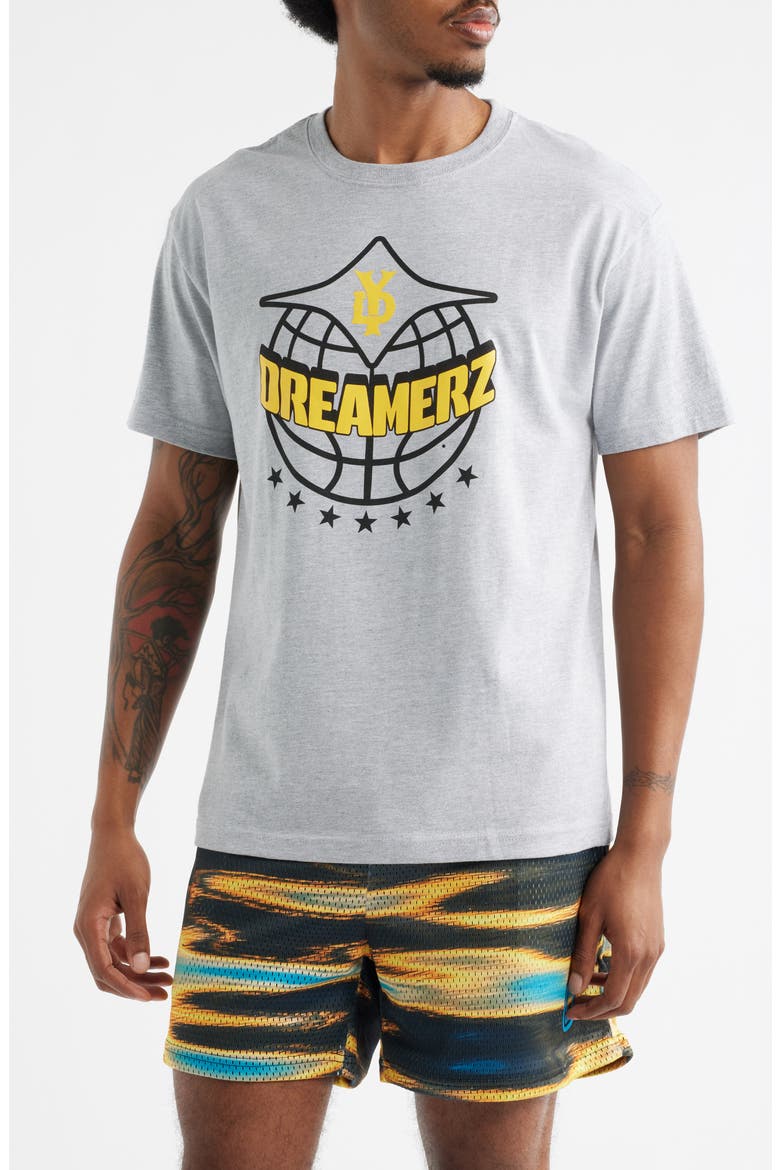 City Dreamerz Globe Cotton Graphic T-Shirt, Main, color, GREY