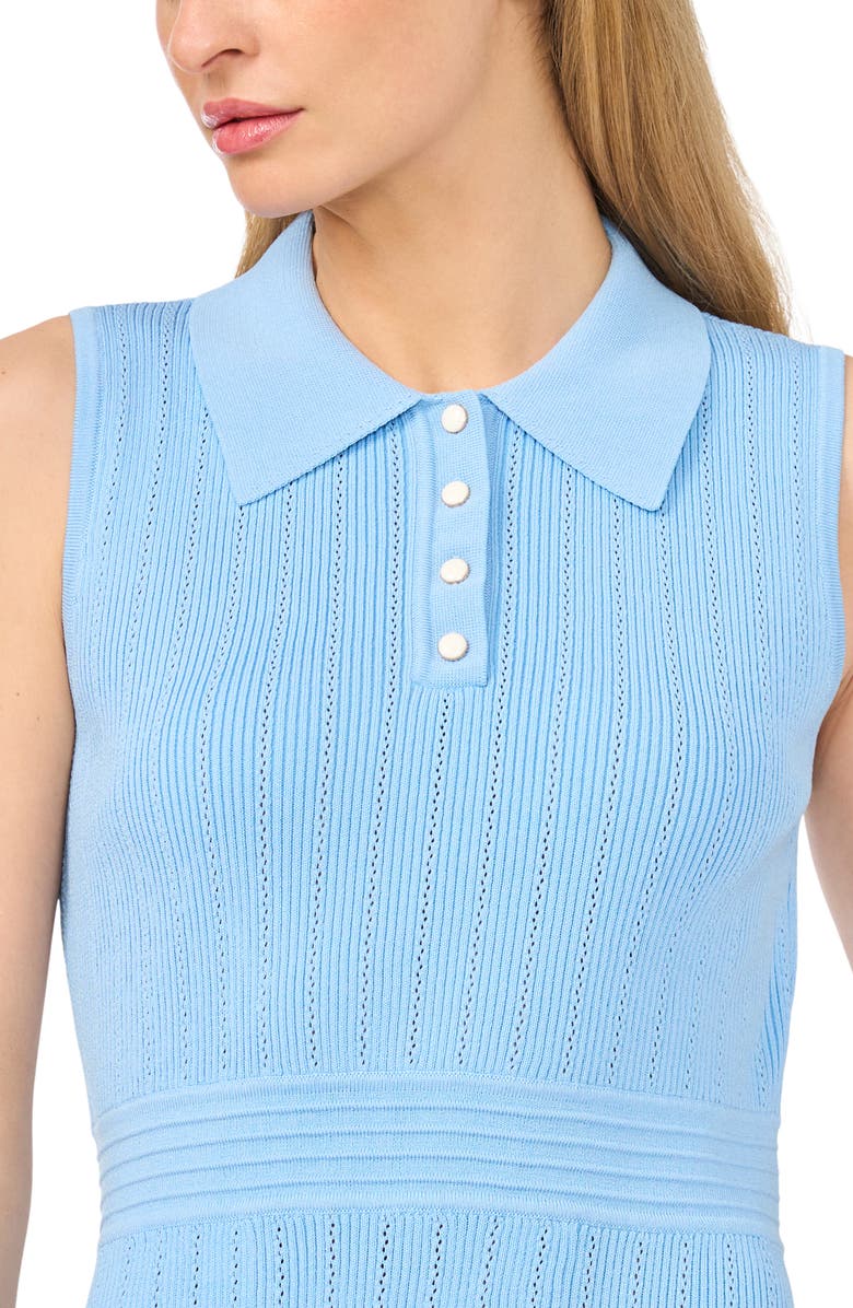 Ted Baker Harley Rib Pointelle Polo Midi Dress, Alternate, color, Sugar Blue