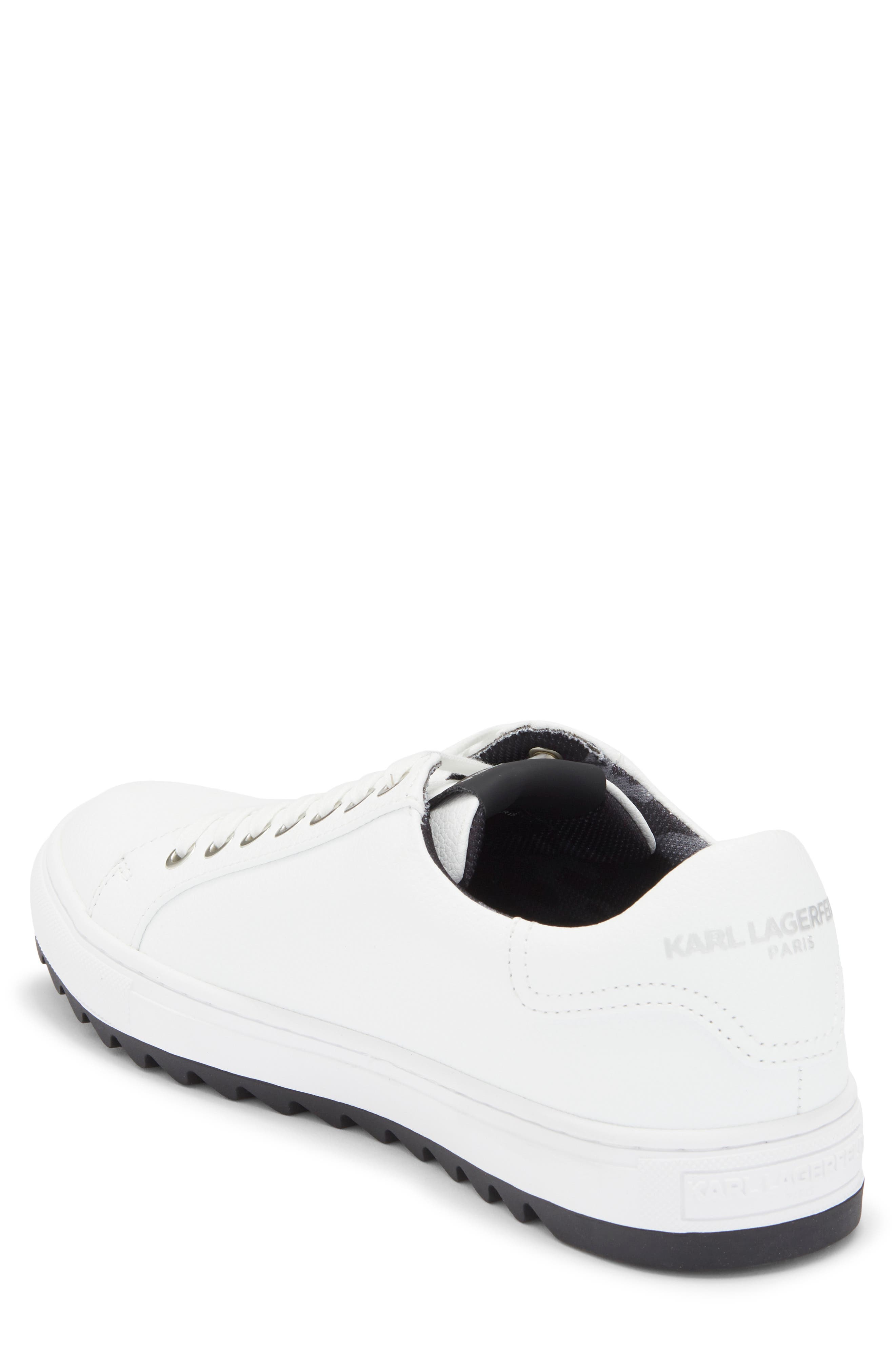 KARL LAGERFELD PARIS Leather Low Top Sneaker, Alternate, color, White