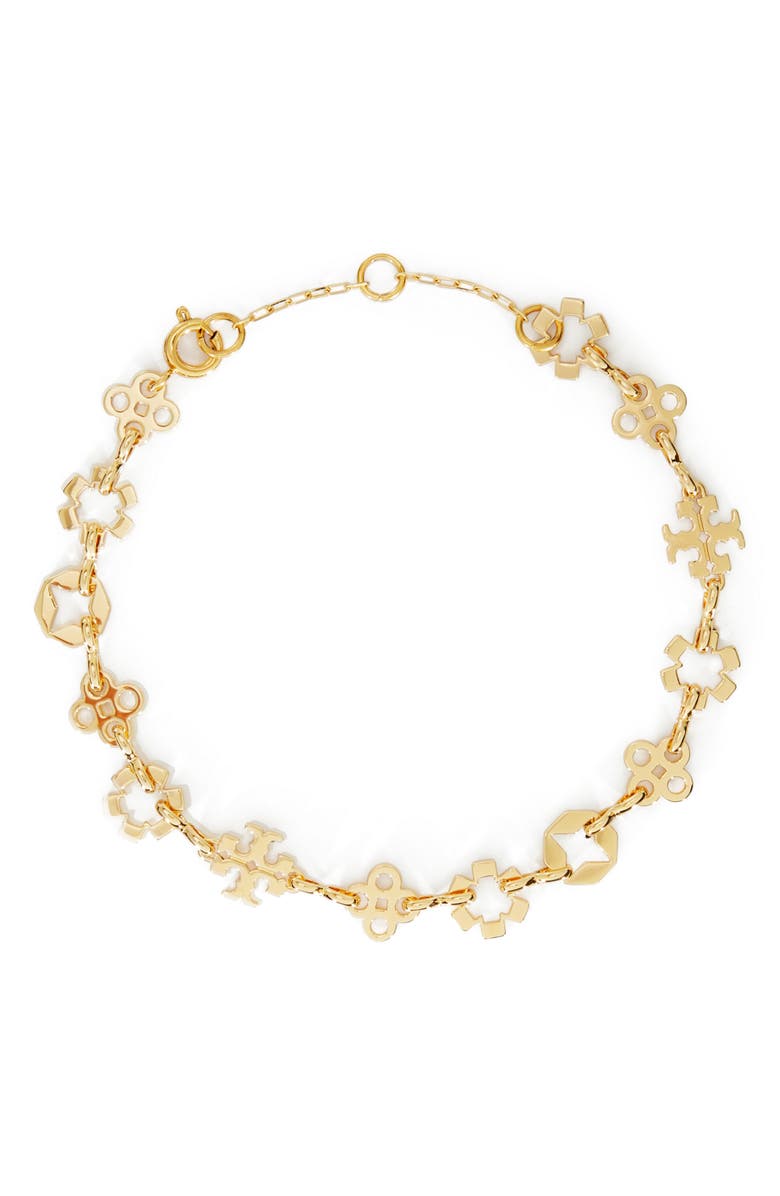 Tory Burch Kira Clover Mixed Logo Bracelet, Main, color, 