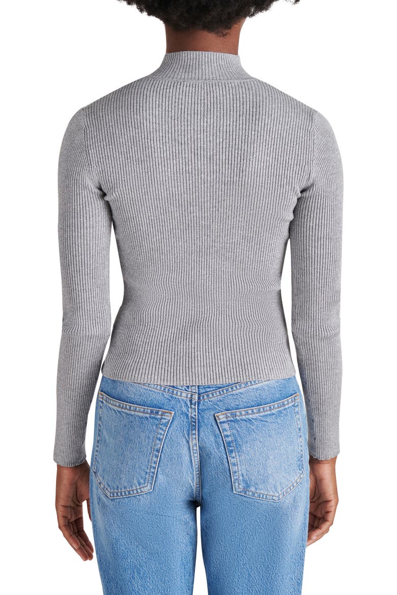 Metallic Rib Mock Neck Sweater, Alternate, color, SILVER