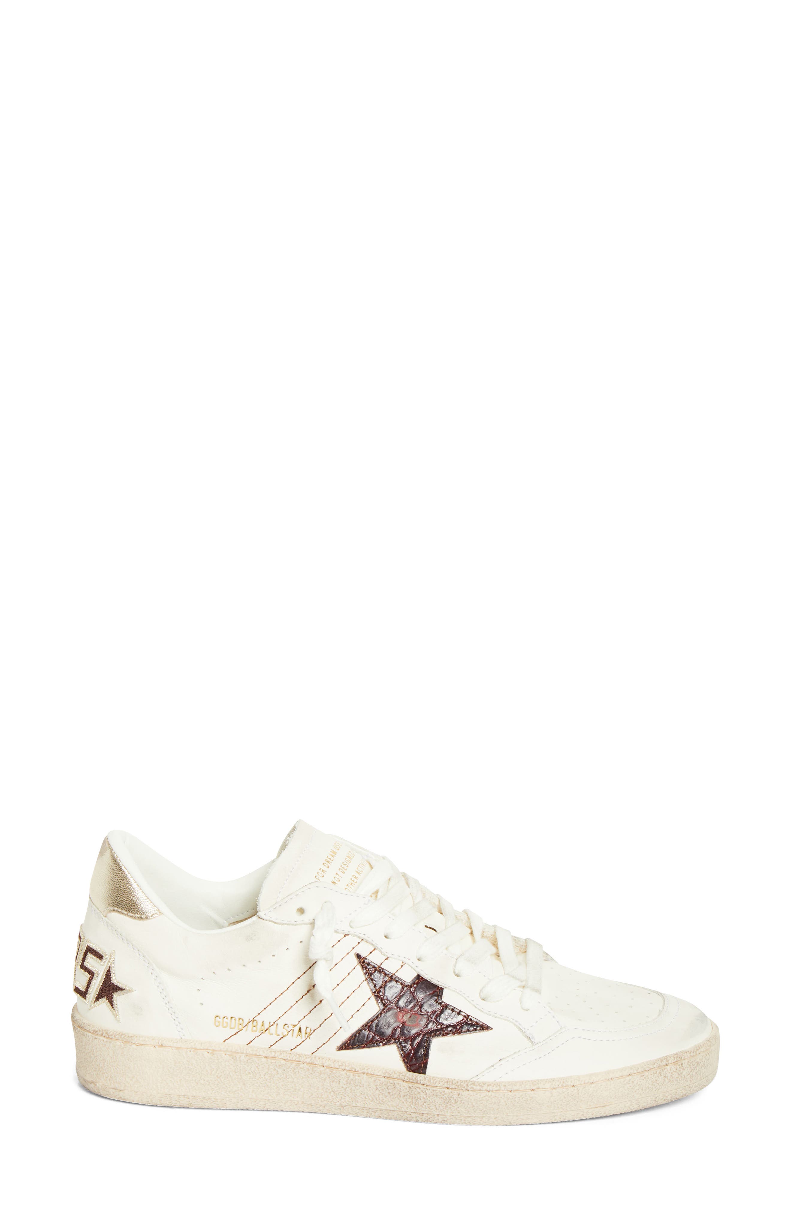 Golden Goose Ball Star Low Top Sneaker, Alternate, color, White/ Bordeaux/ Gold