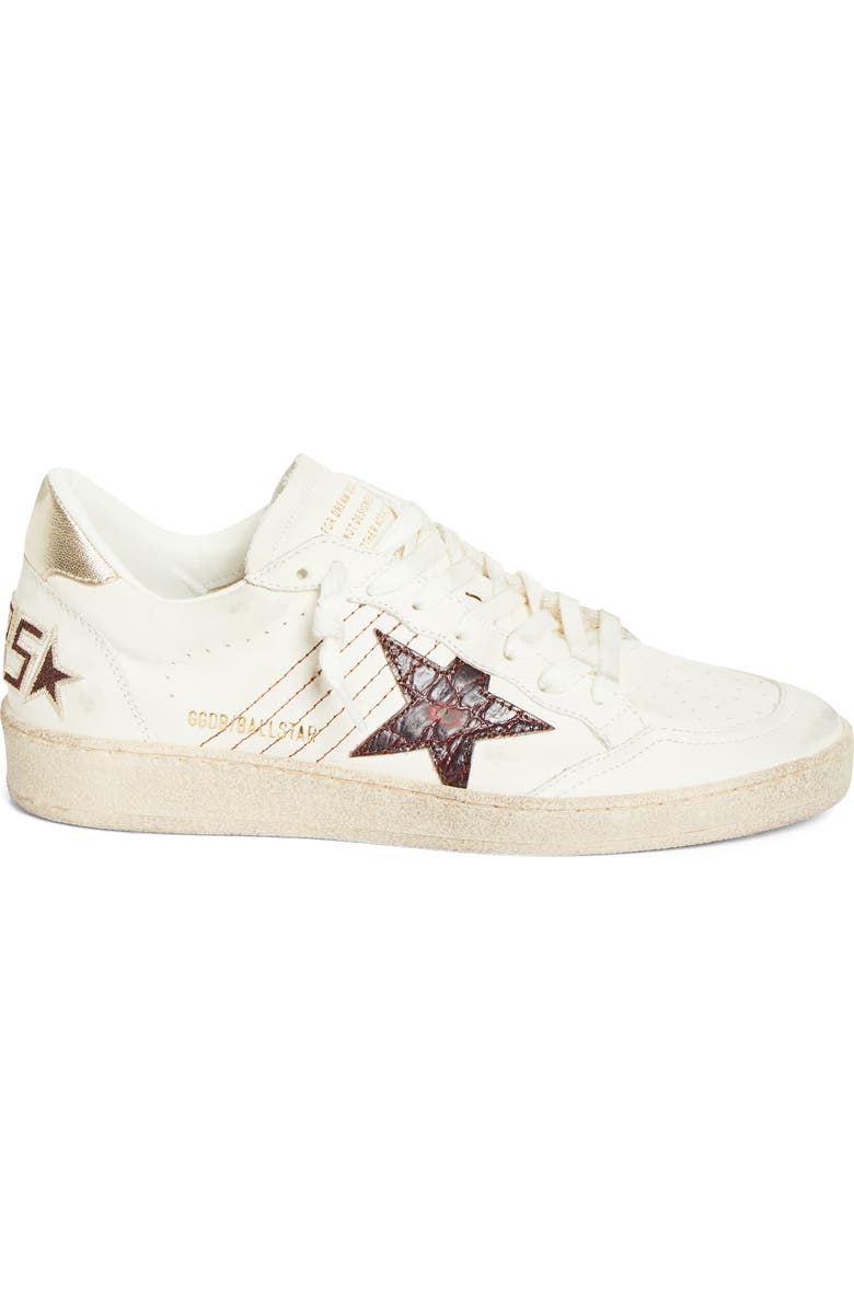 Golden Goose Ball Star Low Top Sneaker, Alternate, color, White/ Bordeaux/ Gold