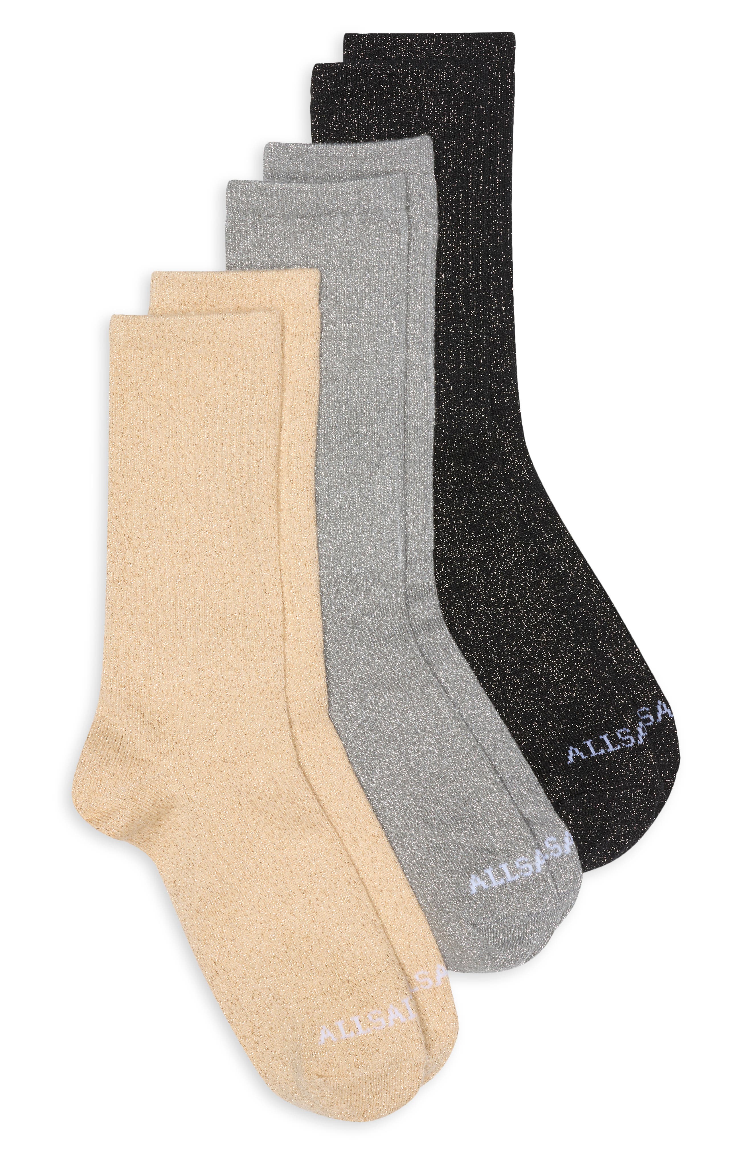 3-Pack Metallic Sport Crew Socks