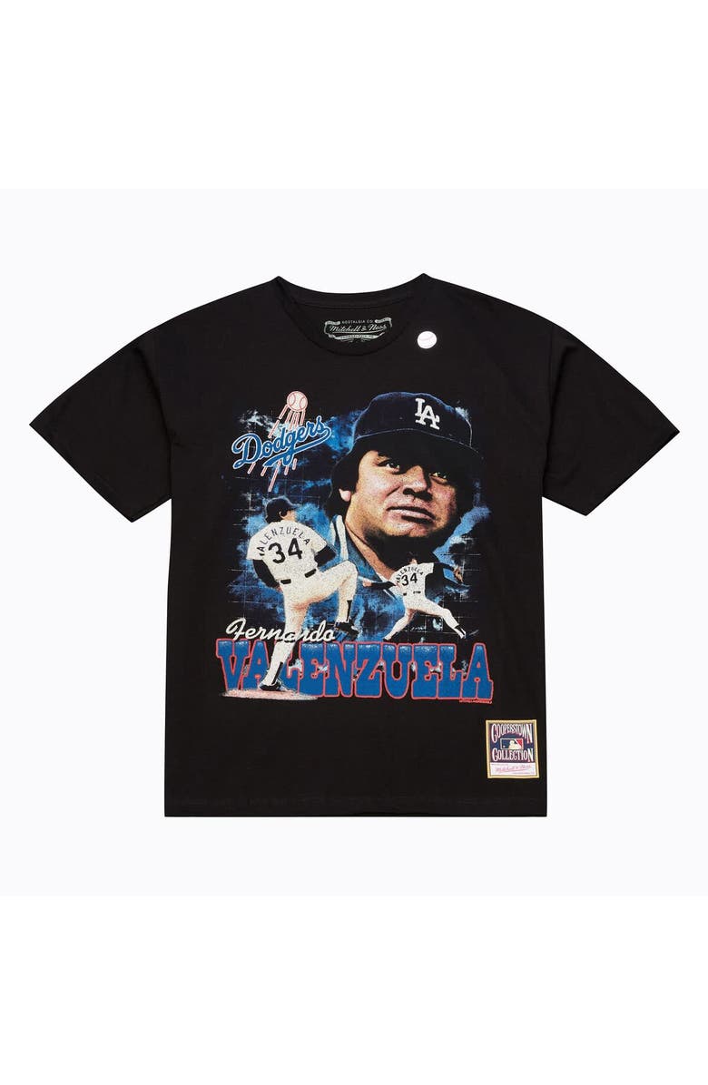 Mitchell & Ness Men's Mitchell & Ness Fernando Valenzuela Black Los Angeles Dodgers Legendary Collage Player T-Shirt, Main, color, Black
