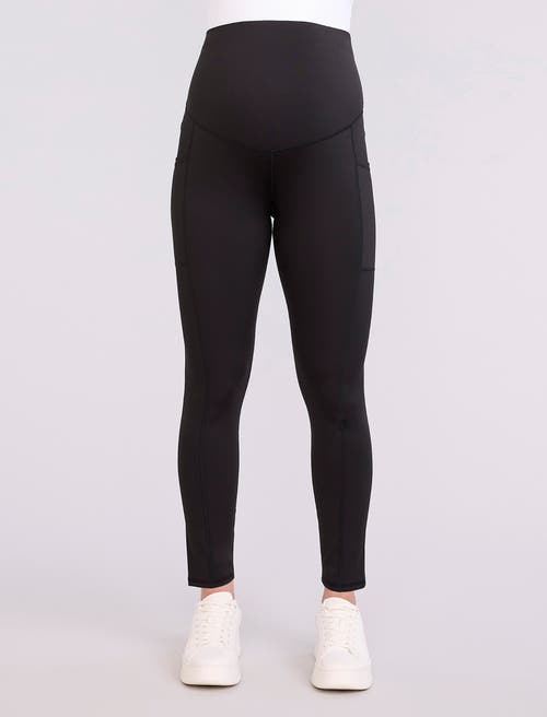 Motherhood Maternity Over The Belly Side Pocket Active Maternity Leggings In Black