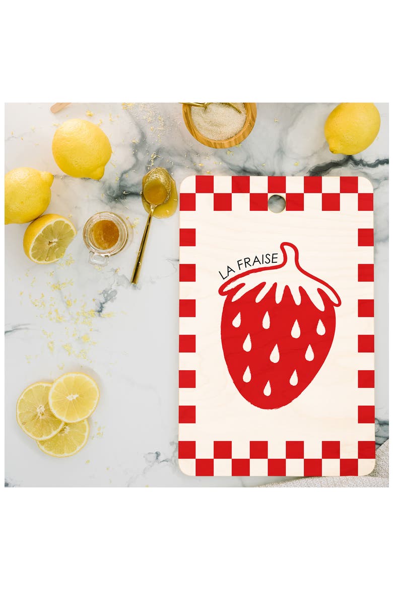 Cherry Checkered Wood Cutting Board, Alternate, color, CREAM