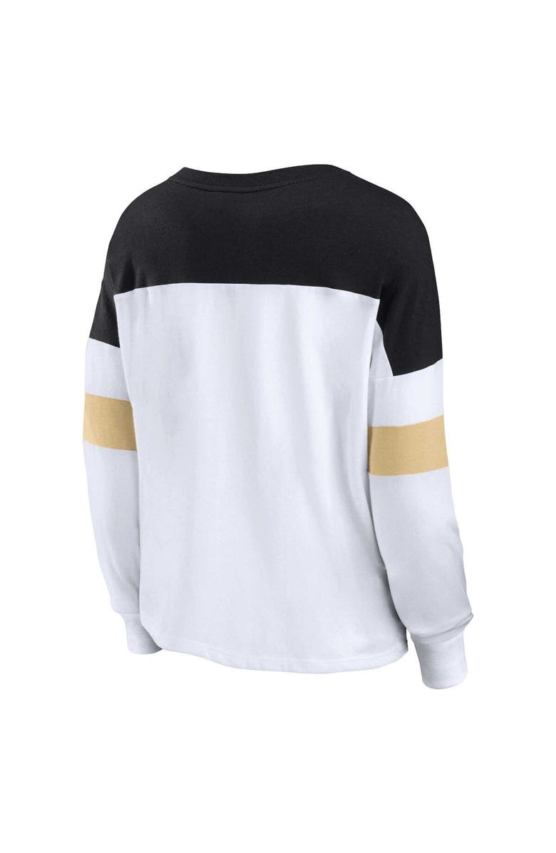 FANATICS Women's Fanatics Branded White/Black New Orleans Saints Plus Size Even Match Lace-Up Long Sleeve V-Neck Top, Alternate, color, White