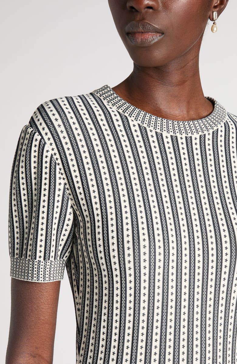 McQueen Jacquard Stripe Trumpet Sweater Dress, Alternate, color, Ivory/Navy