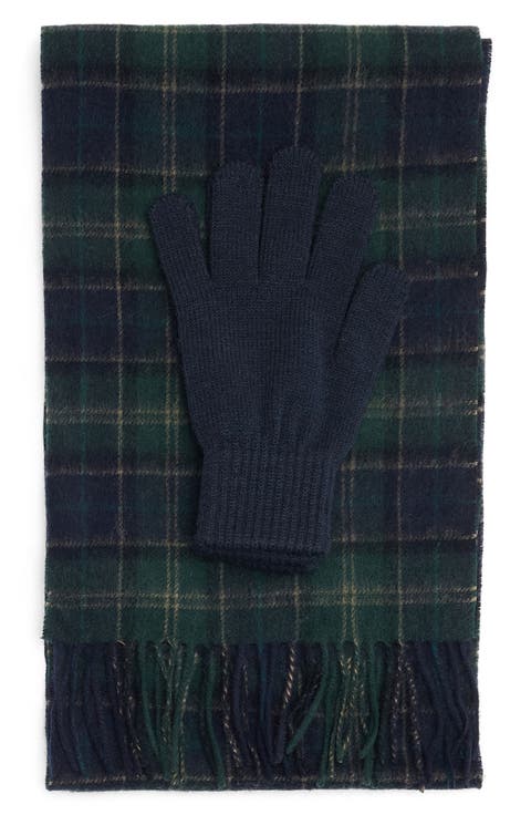Tartan Wool Scarf & Gloves Set