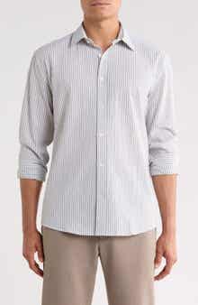 Vertical Stripe Long Sleeve Button-Up Shirt