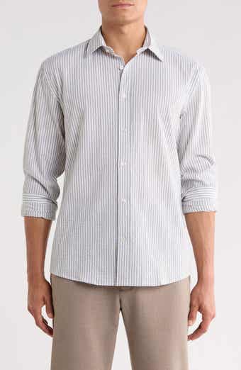 Vertical Stripe Long Sleeve Button-Up Shirt