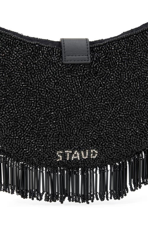 Staud Alana Beaded Fringe Shoulder Bag In Black Fringe