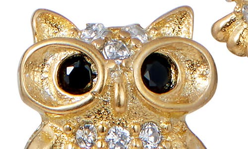 Savvy Cie Jewels Cz Owl Stud Earrings In Gold