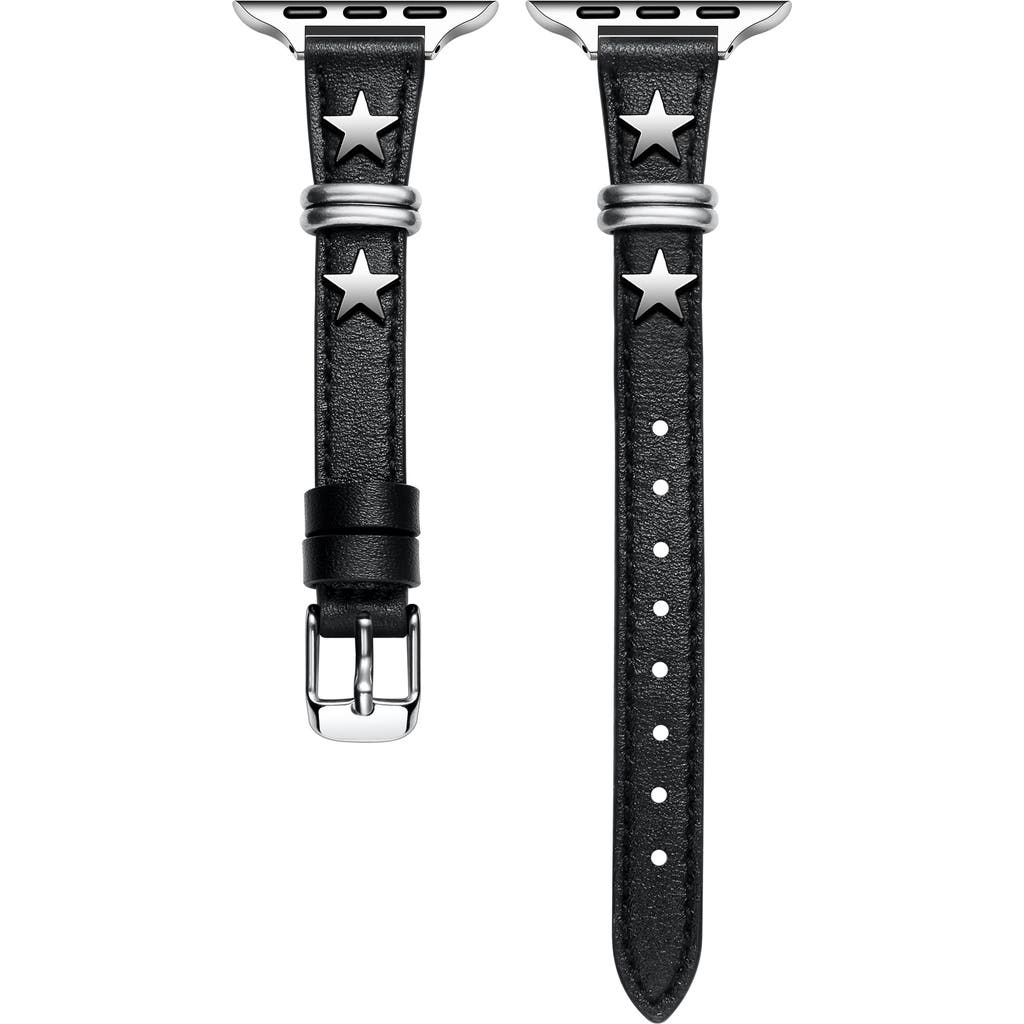 The Posh Tech Rodeo Star Leather Apple Watch® Watchband In Black