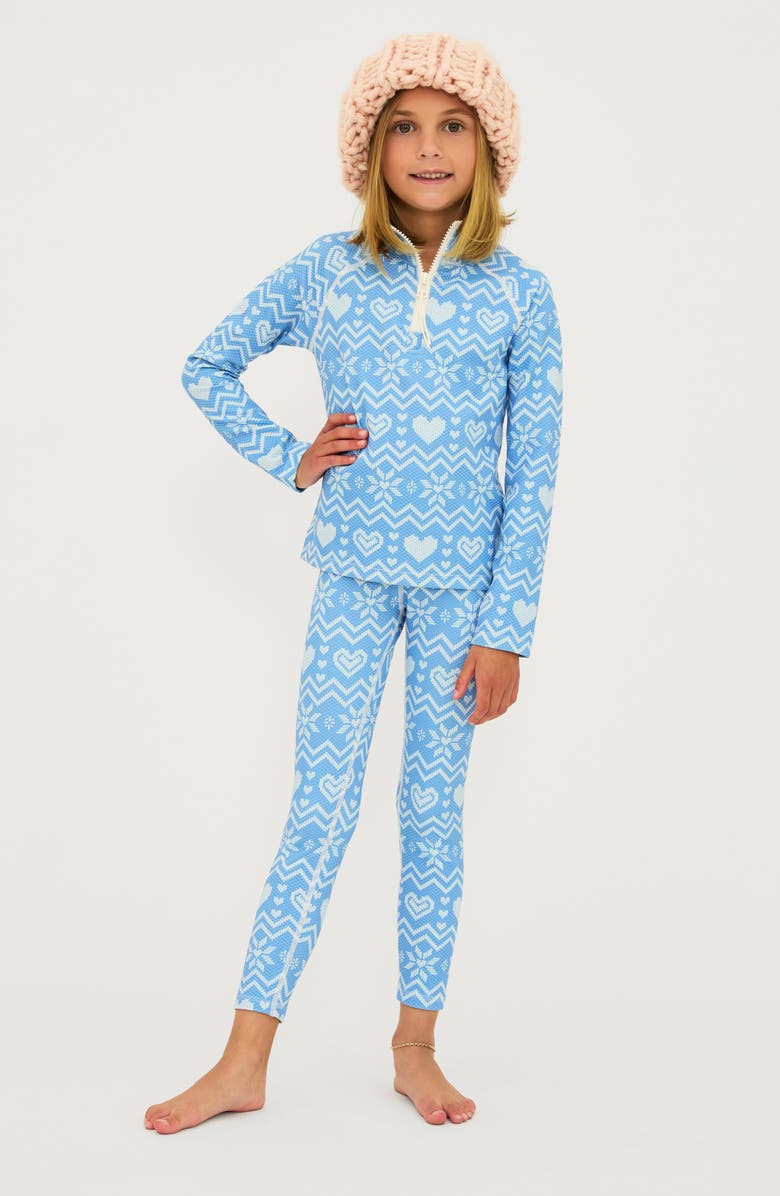 Beach Riot Kids' Little Kamara Fair Isle Print Half Zip Top, Main, color,