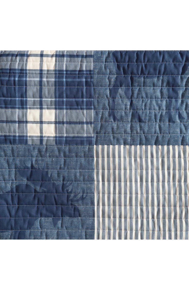 Eddie Bauer Moose Plaid Pinstripe Patchwork Reversible Quilt & Sham Set, Alternate, color, Blue Multi