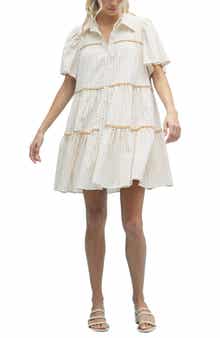 WISHLIST Check Print Buttoned Babydoll Dress