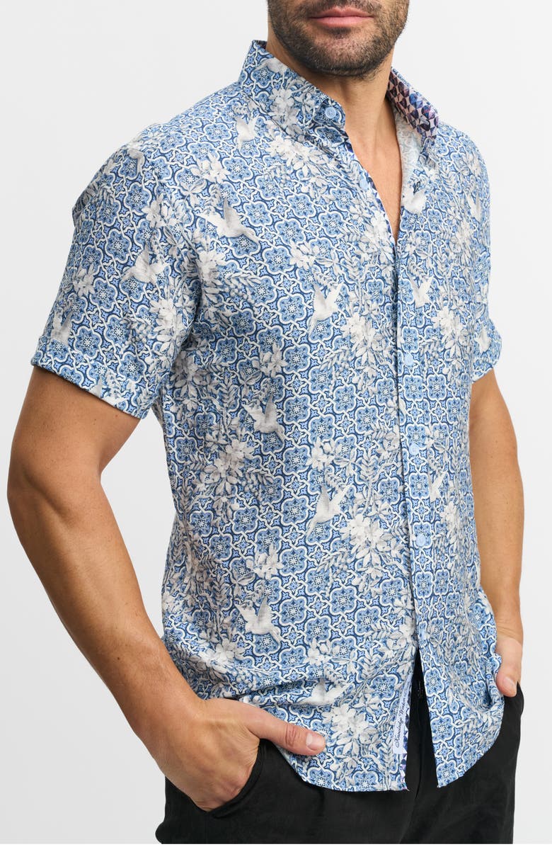 Robert Graham Olin Short Sleeve Button-Up Shirt, Alternate, color, 