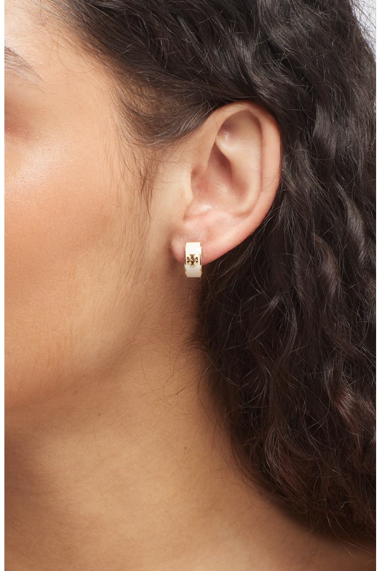 Icon Huggie Earrings, Alternate, color, TORY GOLD / NEW IVORY