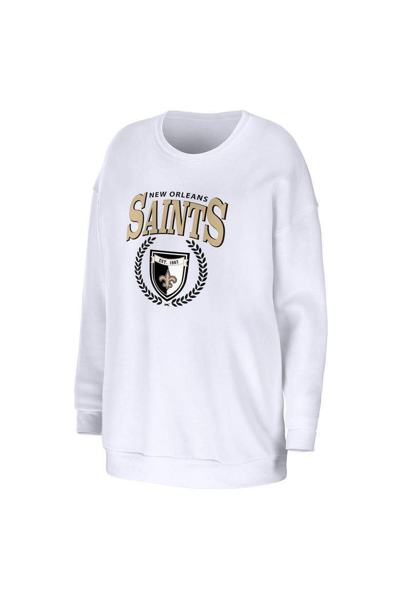 Women's WEAR by Erin Andrews White New Orleans Saints Oversized Pullover Sweatshirt, Alternate, color, White