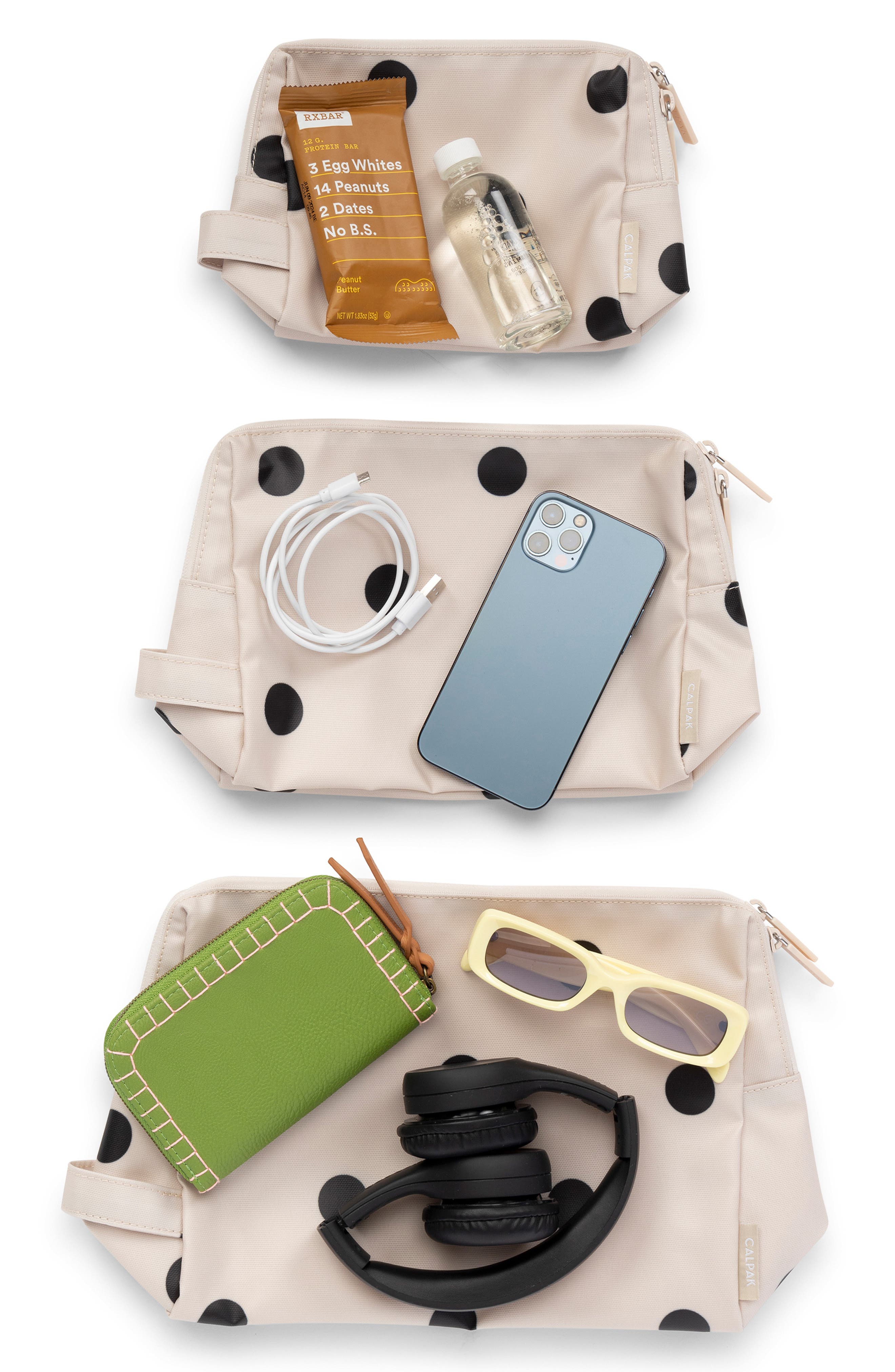 3-Piece Water Resistant Zip Pouch Set, Alternate, color, POLKA DOT