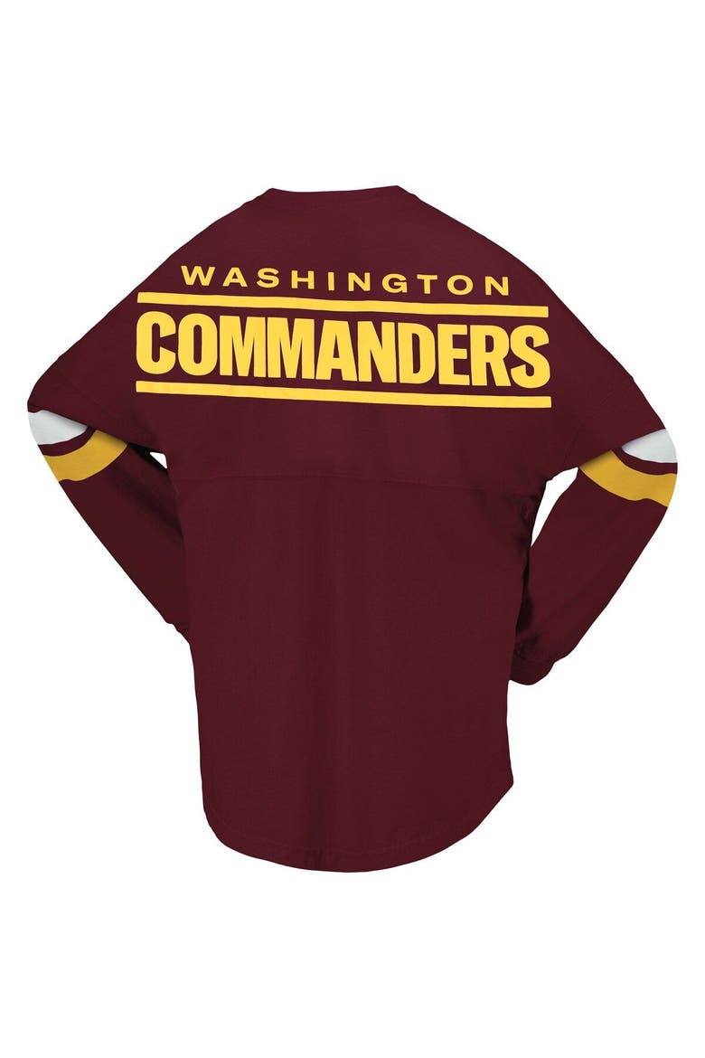 Women's Fanatics Branded Burgundy Washington Commanders Spirit Jersey Lace-Up V-Neck Long Sleeve T-Shirt, Alternate, color, Burgundy