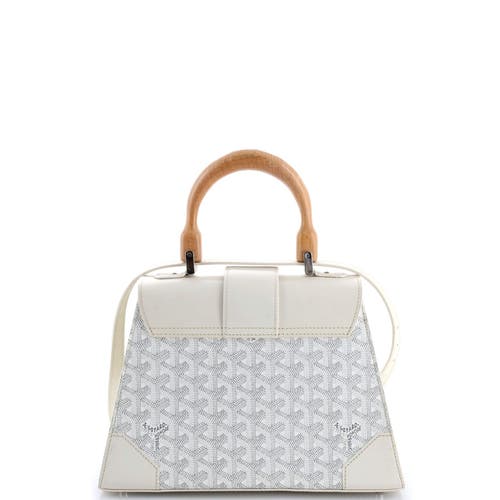 Pre-owned Goyard Goyard Saigon Top Handle Bag Coated Canvas With Leather Pm In White