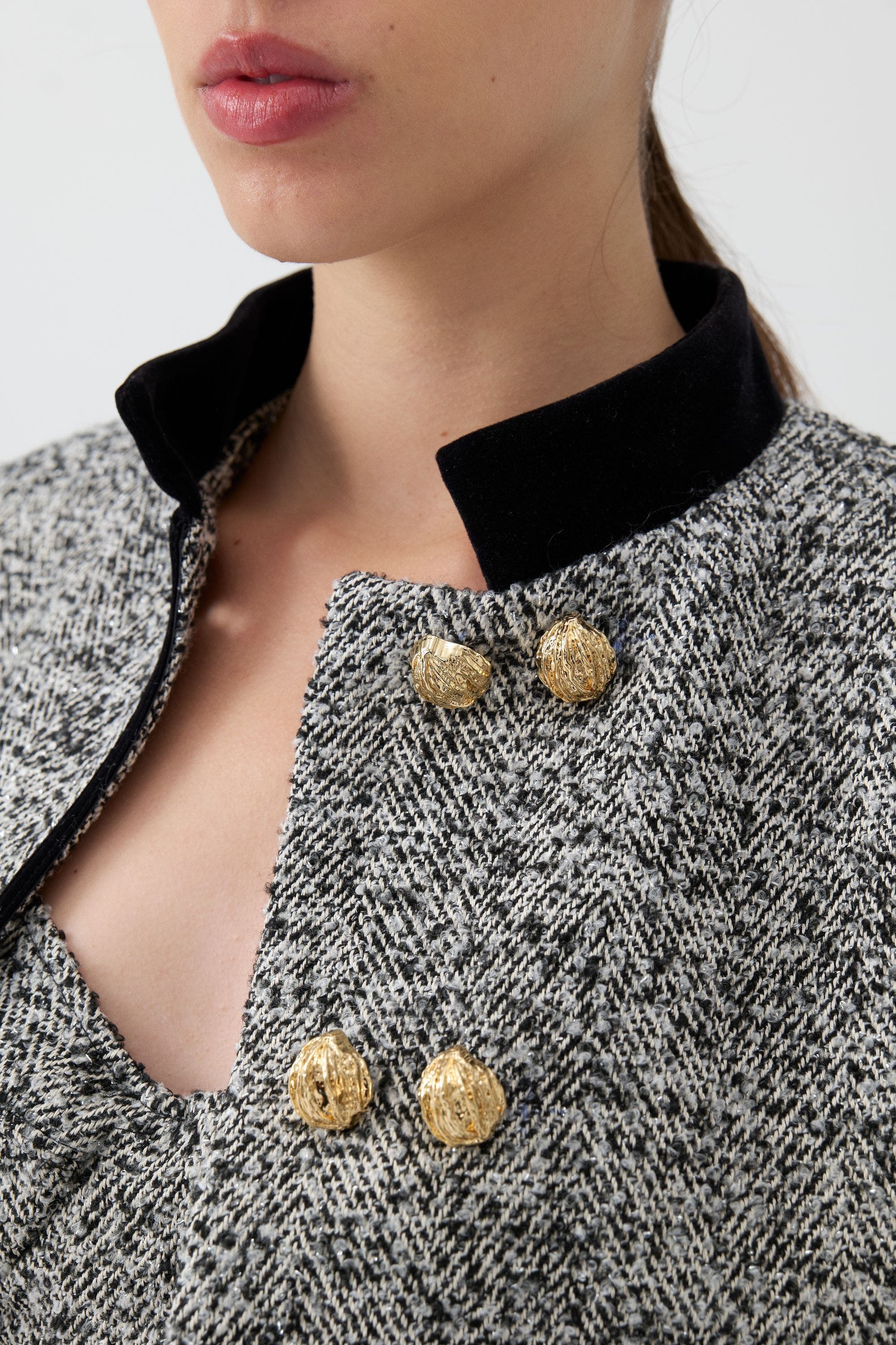 Nocturne Gold Button Detailed Crop Jacket (Women) | Nordstrom