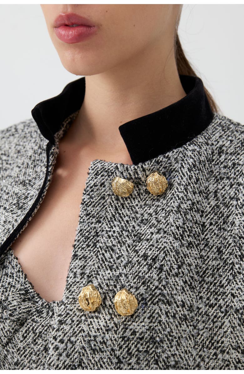Nocturne Gold Button Detailed Crop Jacket, Alternate, color, 