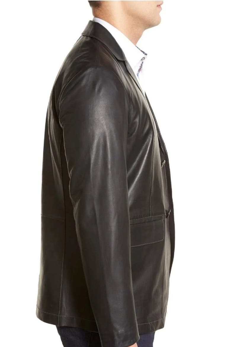 Lambskin Leather Sport Coat, Alternate, color, BLACK