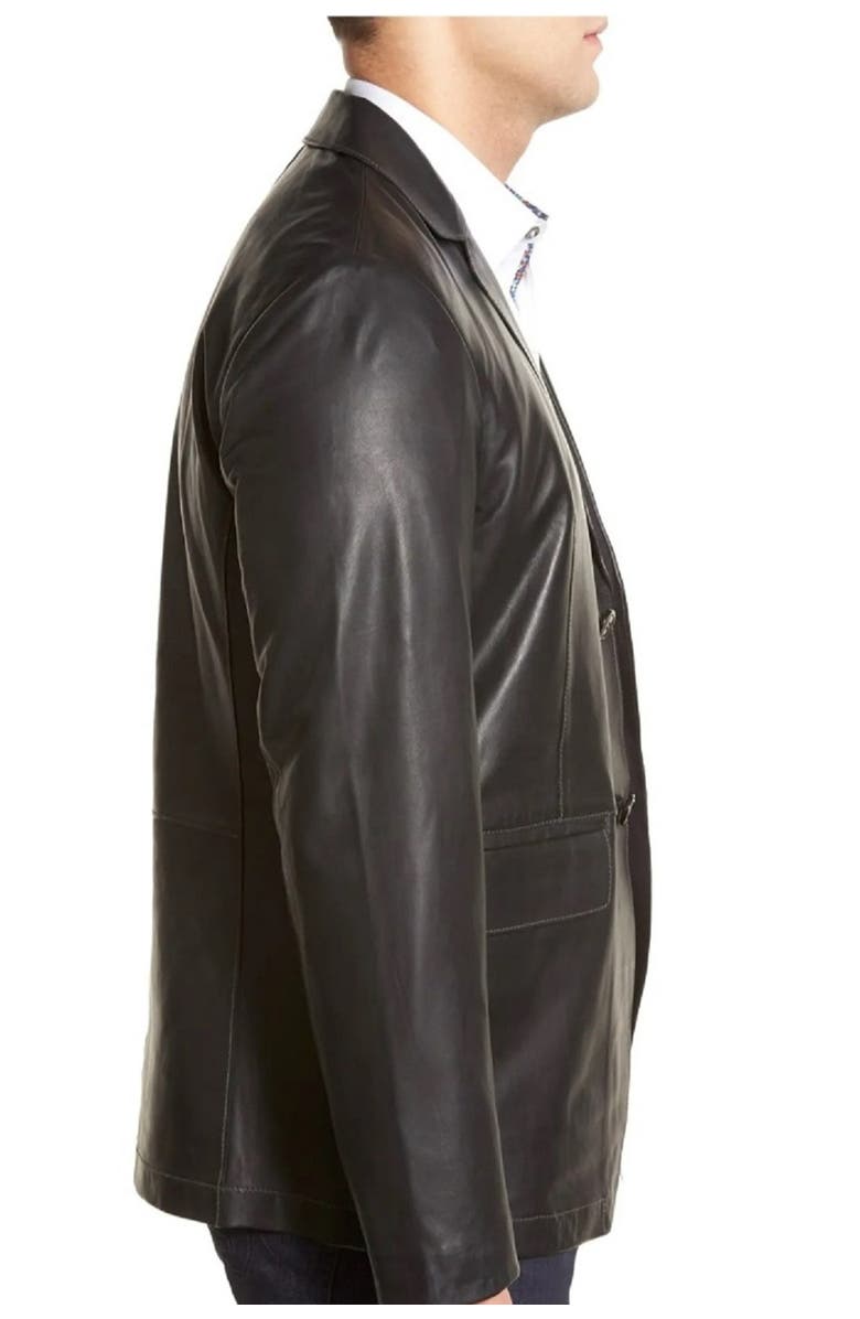 Missani Le Collezioni Lambskin Leather Sport Coat, Alternate, color, Black