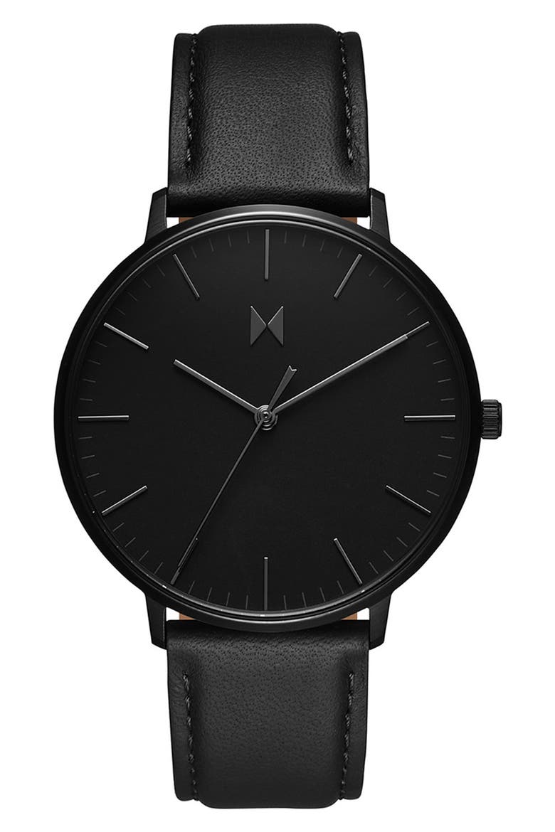 Legacy Leather Strap Watch, 42mm, Main, color, BLACK