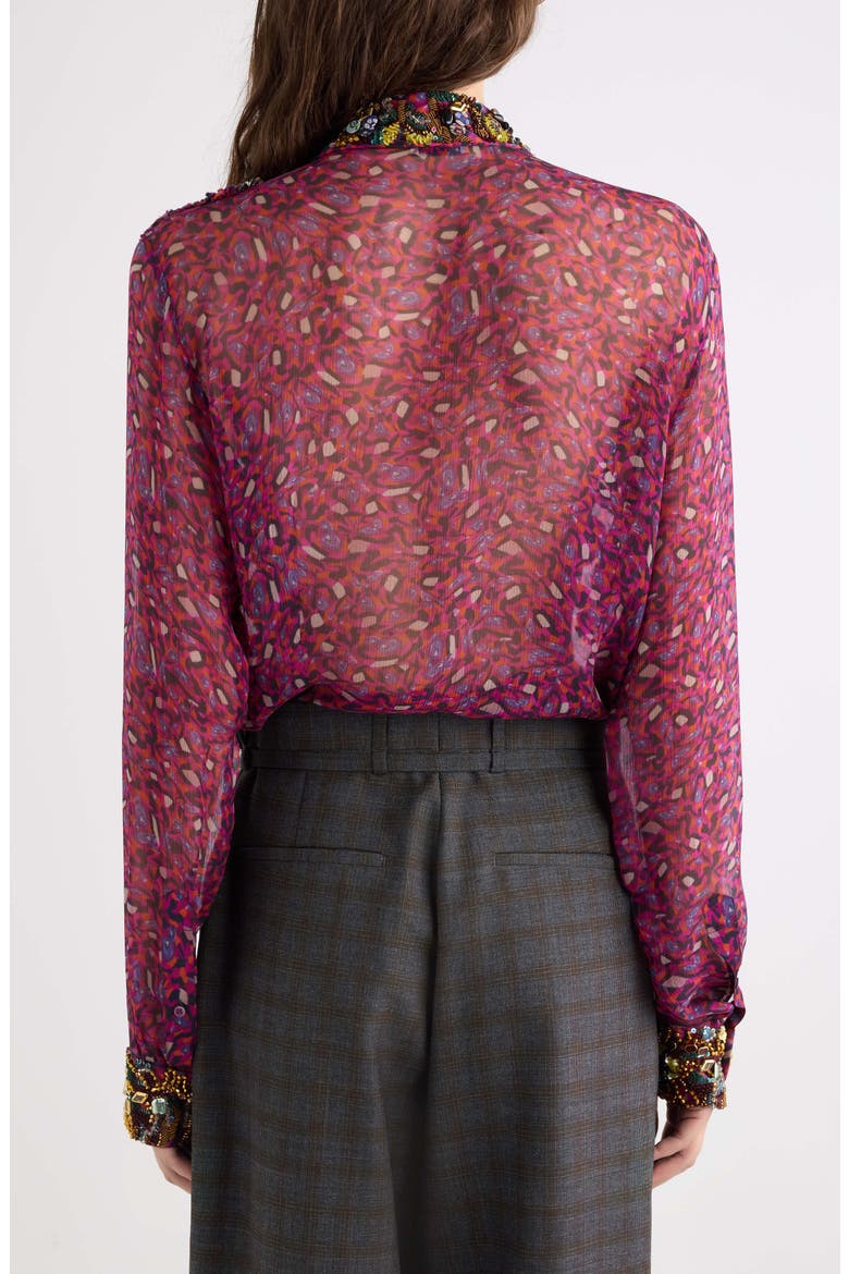 Chevy Embroidered Ruffle Viscose Chiffon Shirt, Alternate, color, FUCHSIA