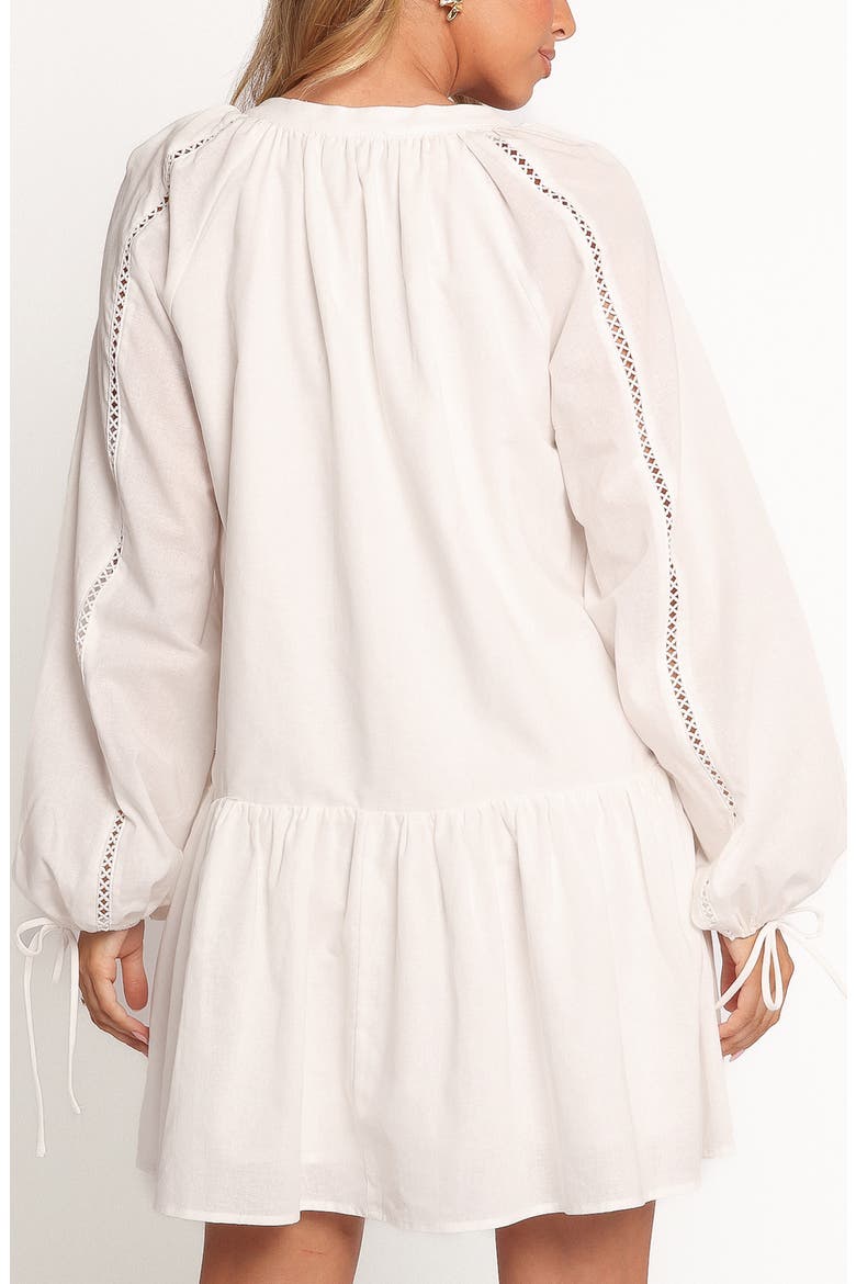 Hart Long Sleeve Cotton & Linen Minidress, Alternate, color, WHITE