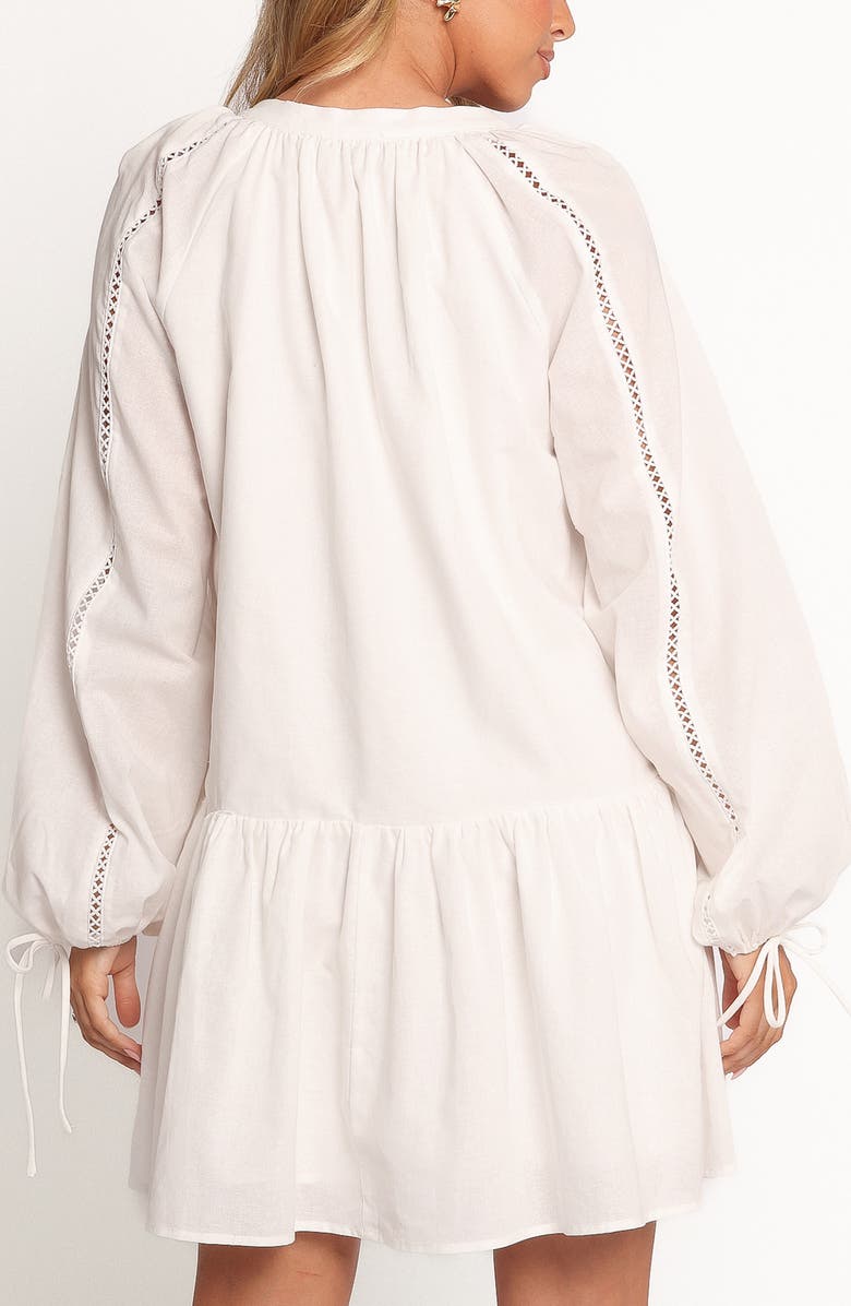 Petal & Pup Hart Long Sleeve Cotton & Linen Minidress, Alternate, color, White