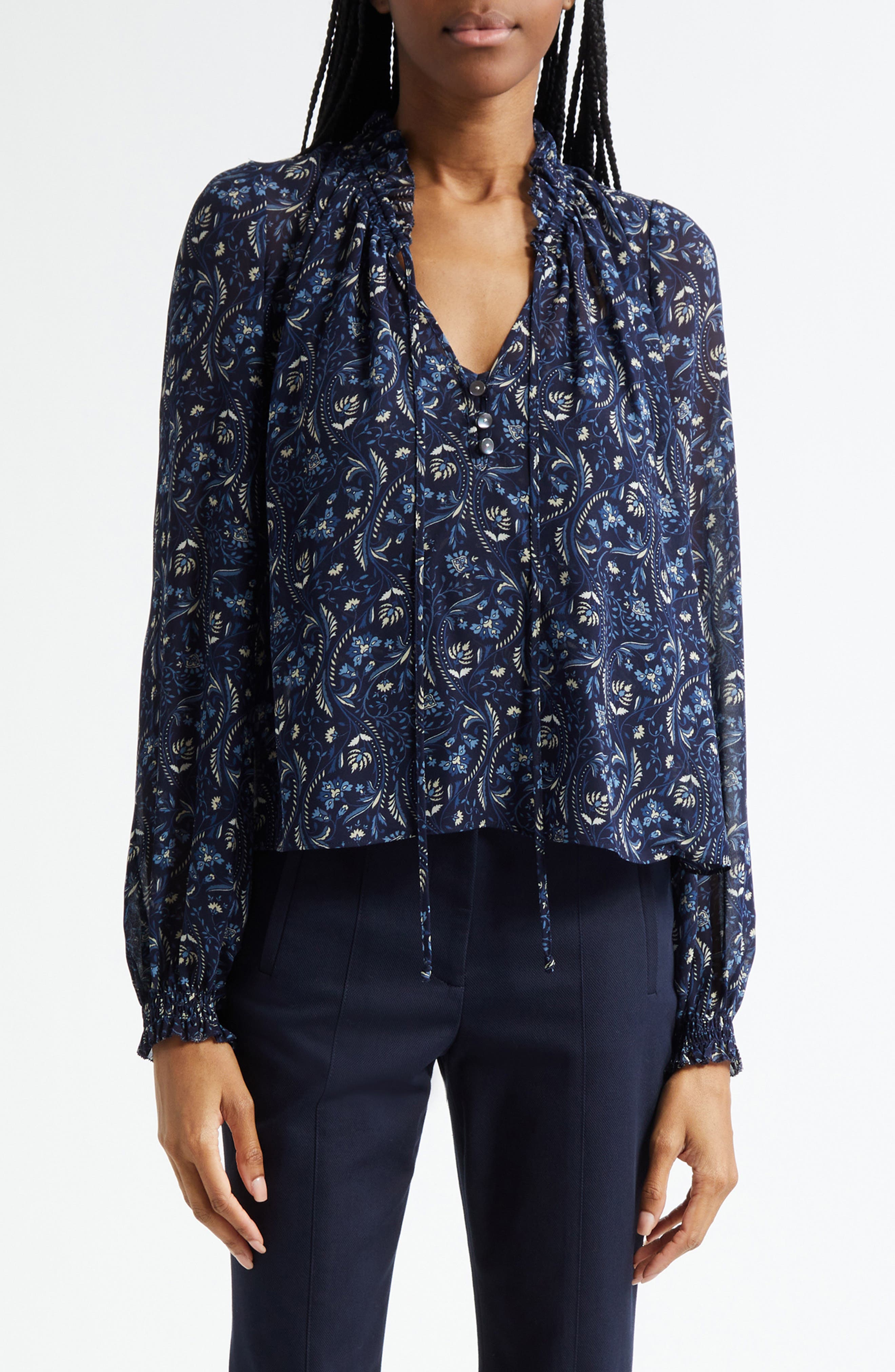 Veronica Beard Hickory Floral Paisley Top