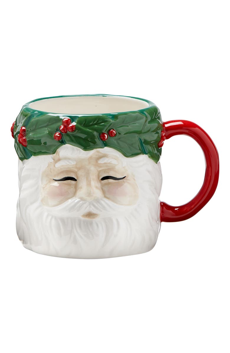 tag Vintage Santa Wreath Ceramic Mug Christmas Drinkware 18oz, Main, color, Multicolored