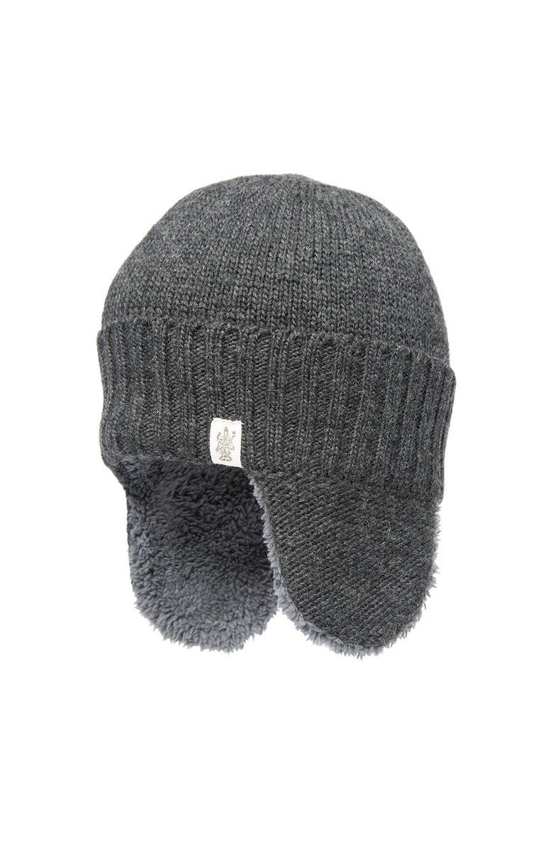 Nirvanna Designs Rib Band Earflap Hat, Main, color, Charcoal